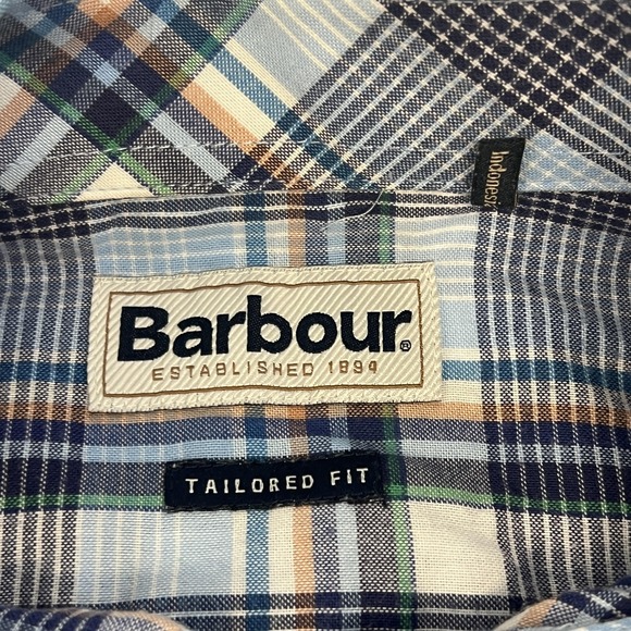 Barbour Warren Shirt Mens Large Blue Plaid Tailored‎ Fit Long Sleeve Button Up - Picture 4 of 16